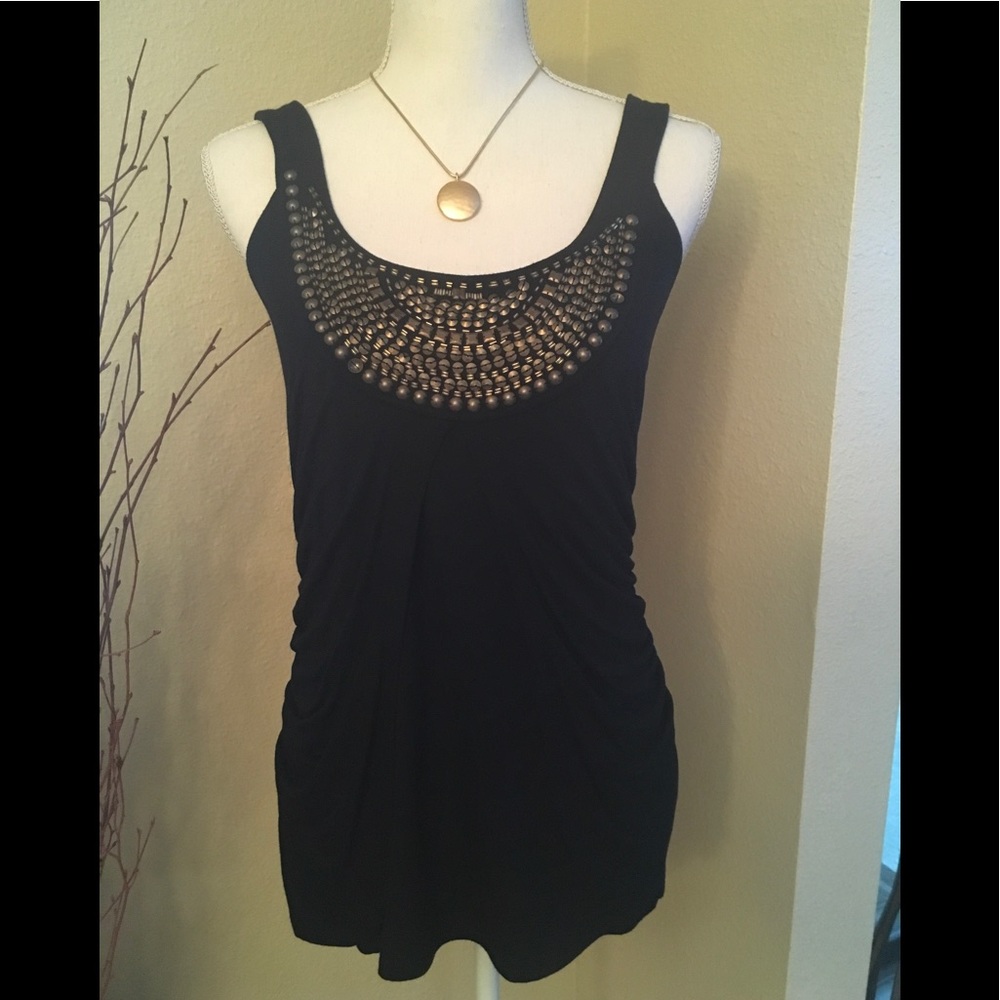 Grace black drape front tank with studs